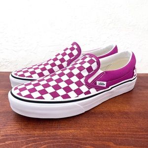 NWOT Vans Fuchsia Checkered Slip-Ons